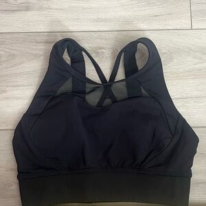 Lululemon Womens Athletic Hook & Clasp Back Racerback Black Sports Bra Size 4